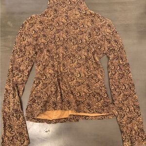 Jones New York Brown Paisley Long Sleeve Top